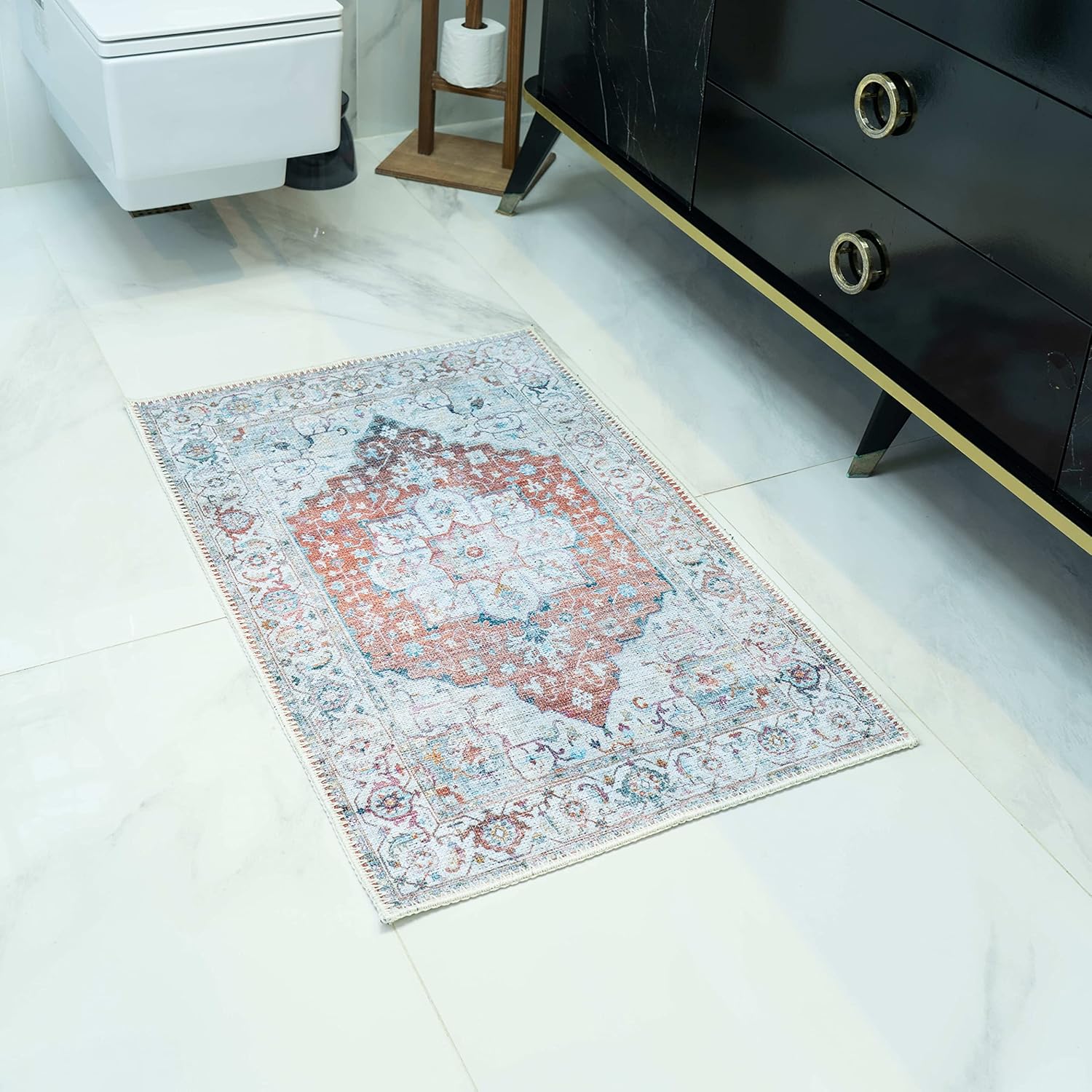 Monolia Area Rugs for Living Room 2x3 Front Door Mat for Entryway, Hallway Runner, Kitchen Rugs - Non-Slip Washable Rug for Bedroom, Bathroom - Low Pile Rugs with Boho-Vintage Decor Multi/Cream 2' x 3' Multi / Cream