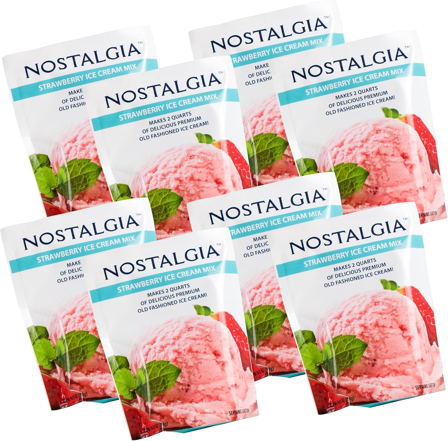 Nostalgia ICP825STRAW8PK Premium Strawberry Ice Cream Mix, 8 (8-Ounce) Packs, Makes 16 Quarts Total