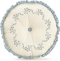 Vista 6 de Modern Heirloom Colcha acolchada bordada floral azul - Ropa de cama ligera transpirable para todas las estaciones, tamaño matrimonial