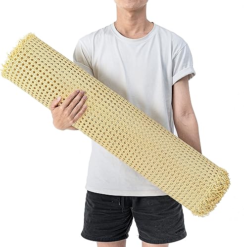 KOLWOVEN Cincha de caña de plástico de 24 pulgadas de ancho x 3.3 pies para proyectos de enlatado, caña de malla abierta pretejida natural, malla de