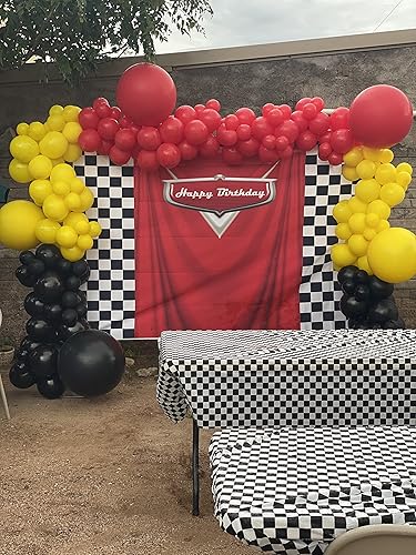 Miniatura 3 de Telón de fondo de coche para fiesta de niños, competición de carreras, fondo de fotografía de 6 x 5 pies con temática de carreras de automóviles,