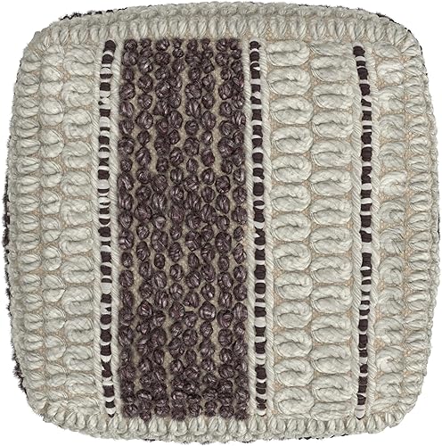 Miniatura 4 de SIMPLIHOME Grady Puf cuadrado contemporáneo en tejido magenta y natural, para sala de estar, dormitorio y habitación de los niños