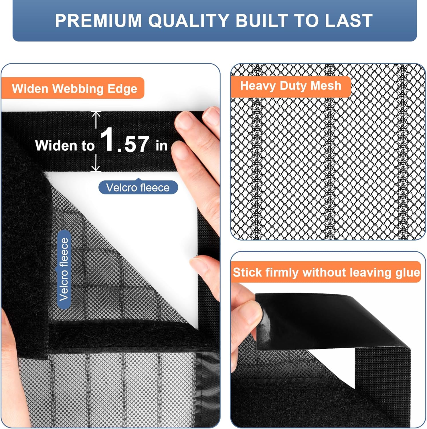 Magnetic Screen Door Mesh Fits 30" x 80" Door - Curtain Size 32" x 82", Works for Patio, Sliding Door, Keeps Bug Mosquito Out, Fresh Air Flow, Black