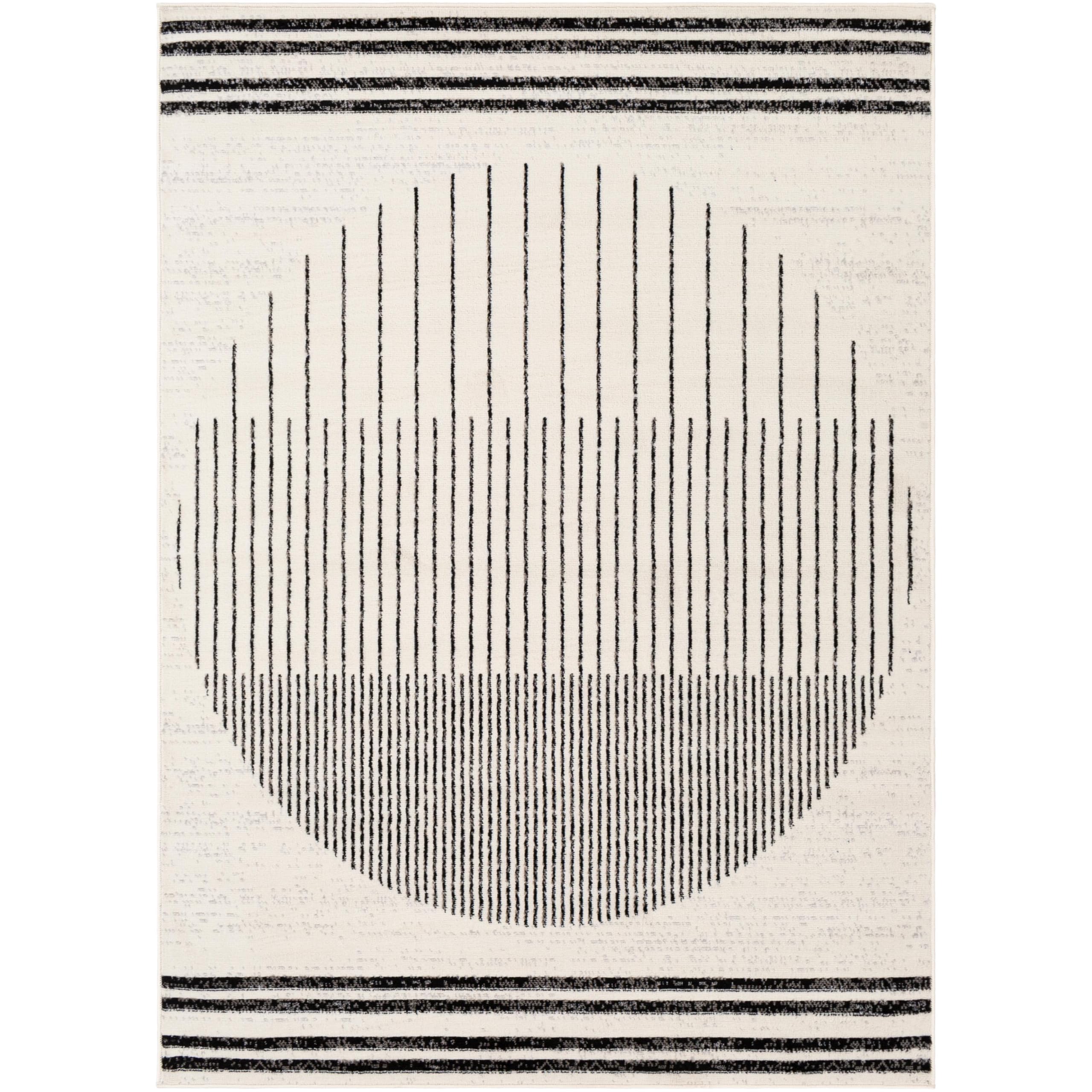 Livabliss ENSO Geometrico Rectangle Tappeto | Nero, Bianco sporco, Grigio medio | 130x170cm | Soggiorno e Camera da Letto | Tessuto a Macchina Polipropilene