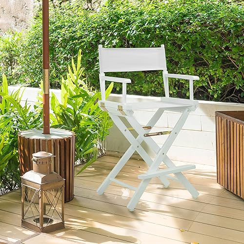 Miniatura 82 de Silla de Director de 18" Marco Blanco Lona Rosa