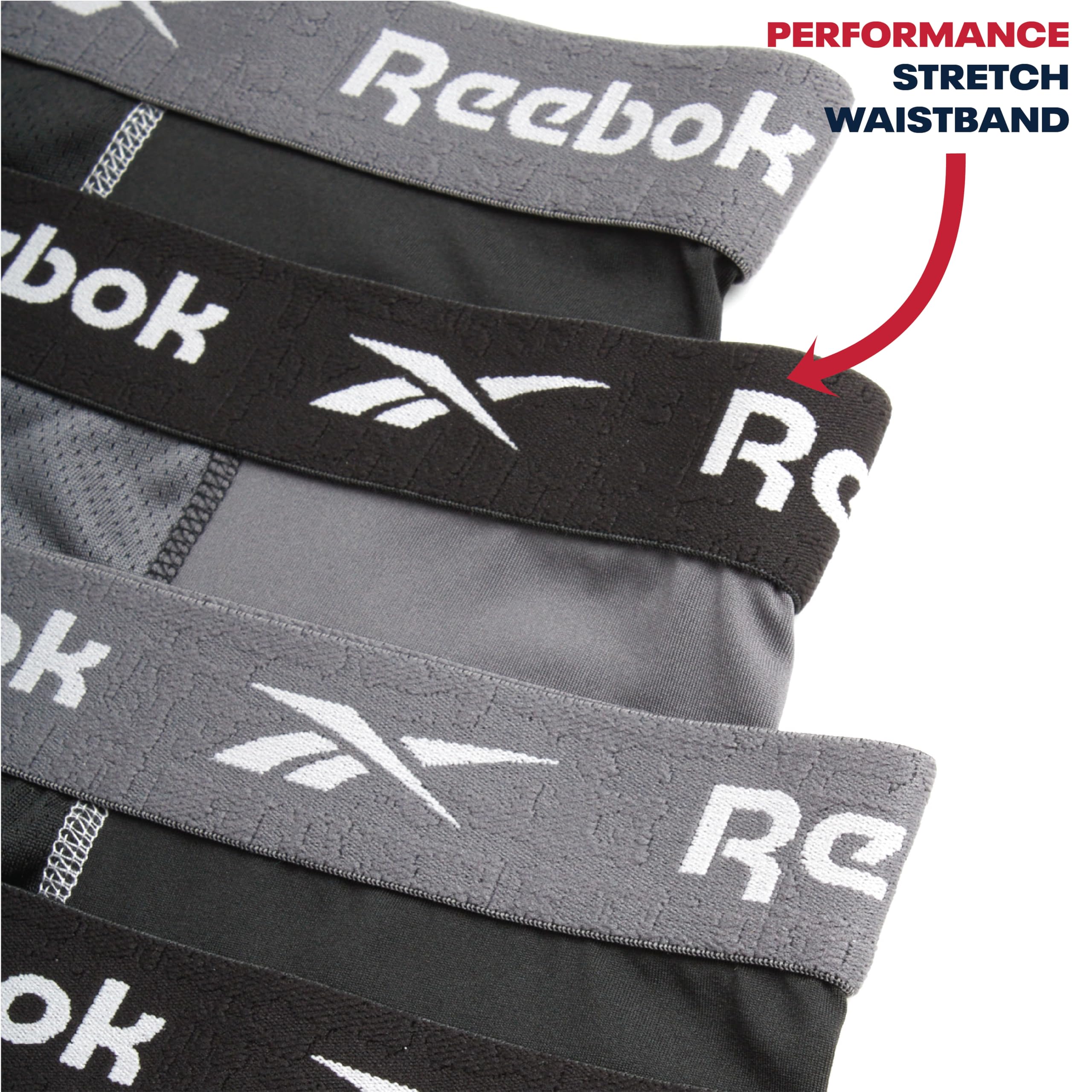 Reebok Men's Underwear - Performance Boxer Briefs (8 Pack)