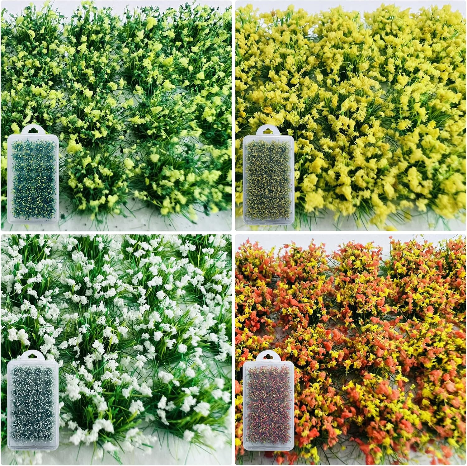 Woohome Static Flower Tufts, 112 PCS Miniature Flower Cluster Static Grass Tufts for Model Train Railroad Scenery DIY Miniature