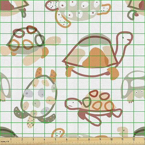 Miniatura 438 de Lunarable - Tela para amantes de perros de The Yard, patrón divertido de animales de dibujos animados en posiciones caprichosas estirando y Beige y