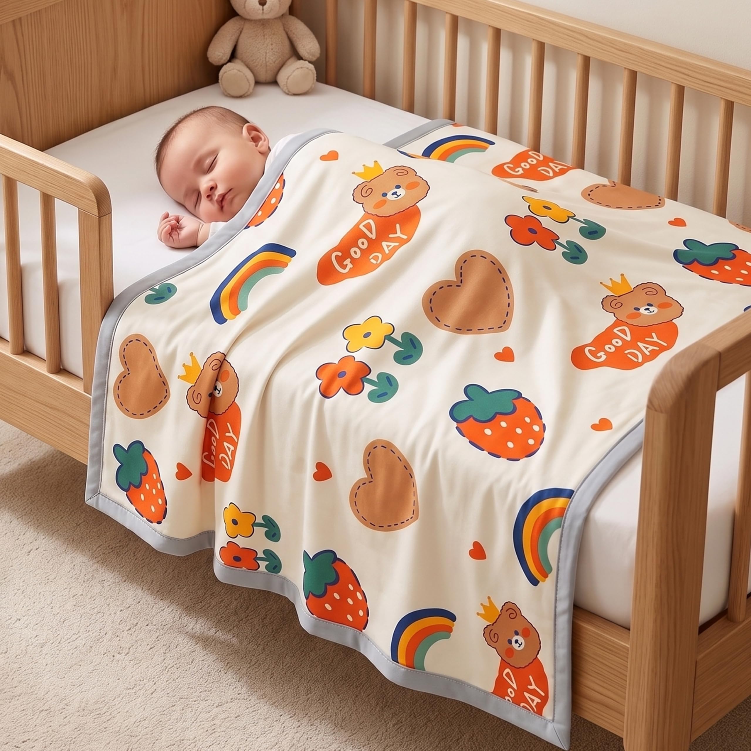 StarAndDaisy Baby Cotton Dohar for Kids, Soft & Breathable Lightweight Printed Blanket, Reversible Baby Blanket for All Seasons ((44 x 54 Inches)-image-27