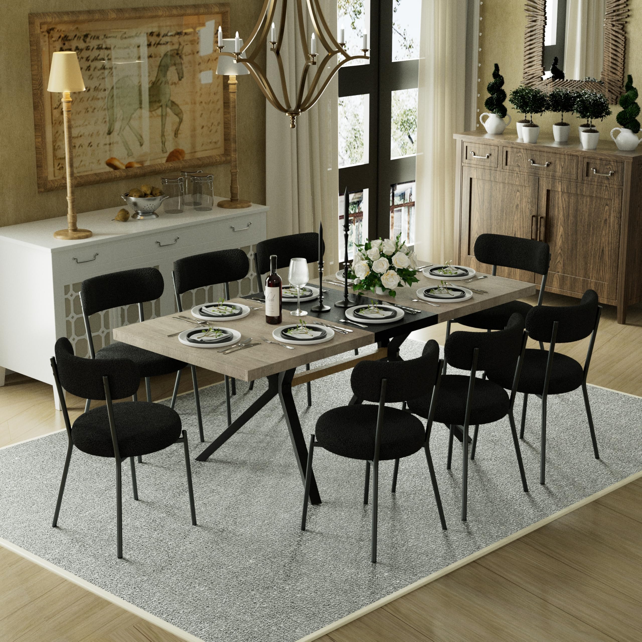 Amazon.com - RGZ 63"-78" Extendable Dining Table Set for 4 6 8, 9-Piece Grey Rectangle Dining ...