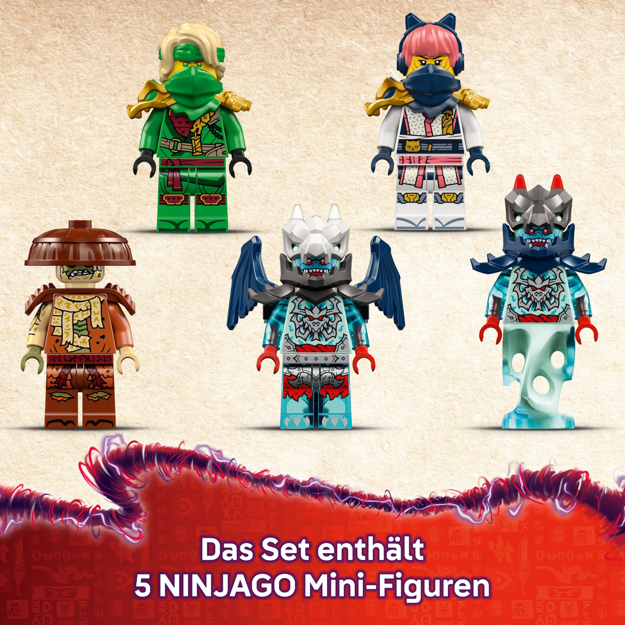 LEGO NINJAGO 2in1 Lloyds Jet-Mech - Spielzeug mit 5 Minifiguren, Drachen, Ausrüstung und fliegendem Motorrad - Geschenk für Jungen und Fans von Aufstieg der Drachen ab 9 Jahren 71845 | 2-in-1 Mech, verwandelt sich in Jet, 5 Minifiguren & Drachenfigur, Ges