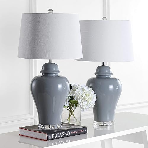 Miniatura 4 de JONATHAN Y JYL4020A-SET2 Juego de 2 lámparas de mesa Winnie de cerámica de 27 pulgadas, lámpara de mesa LED contemporánea para mesita de noche,