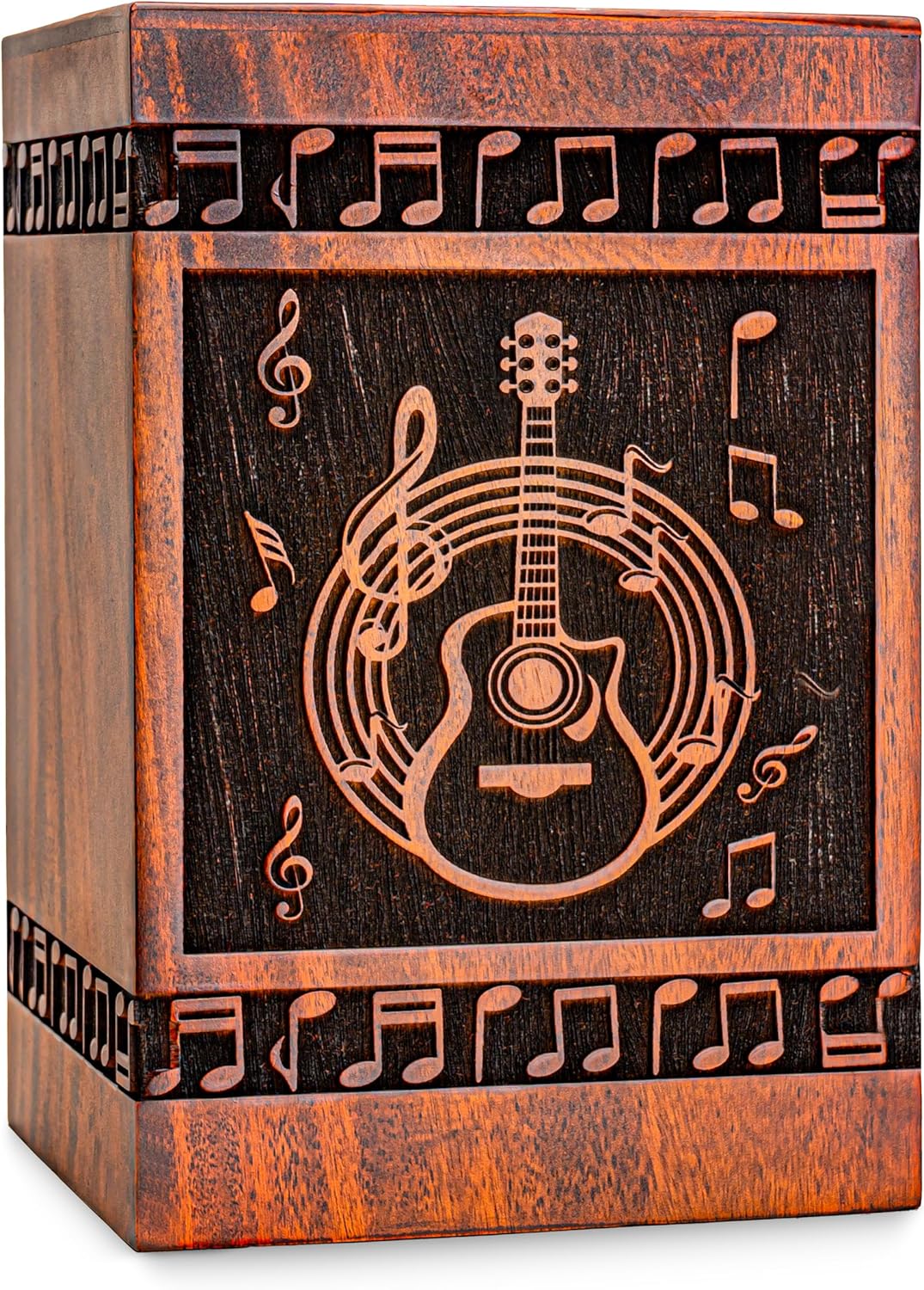 Wooden Guitar Urns for Human Ashes Adult Female - Cremation Urns, Funeral Urns, Burial Urns, Urns for Human Ashes Adult Man, Wooden Urn, (Teak, Large)