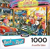 Vista 4 de RoseArt - Back to The Past - in and Out Diner - 1000 Piece Jigsaw Puzzle for Adults