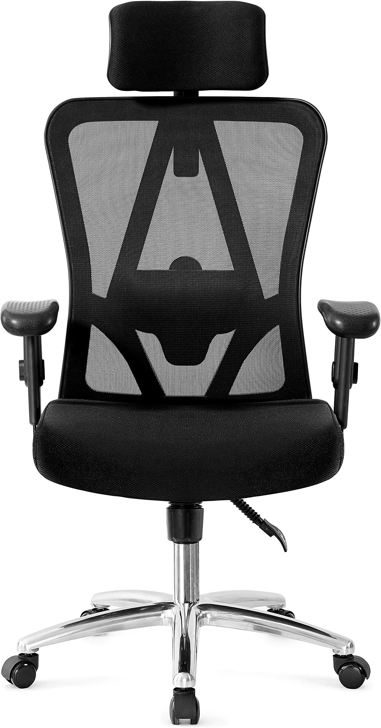 Ticova Ergonomic Office Chair with Adjustable Headrest, Armrest and Lumbar Support - High Back Mesh Office Chair with Thick Seat Cushion - Reclining Computer Desk Chair