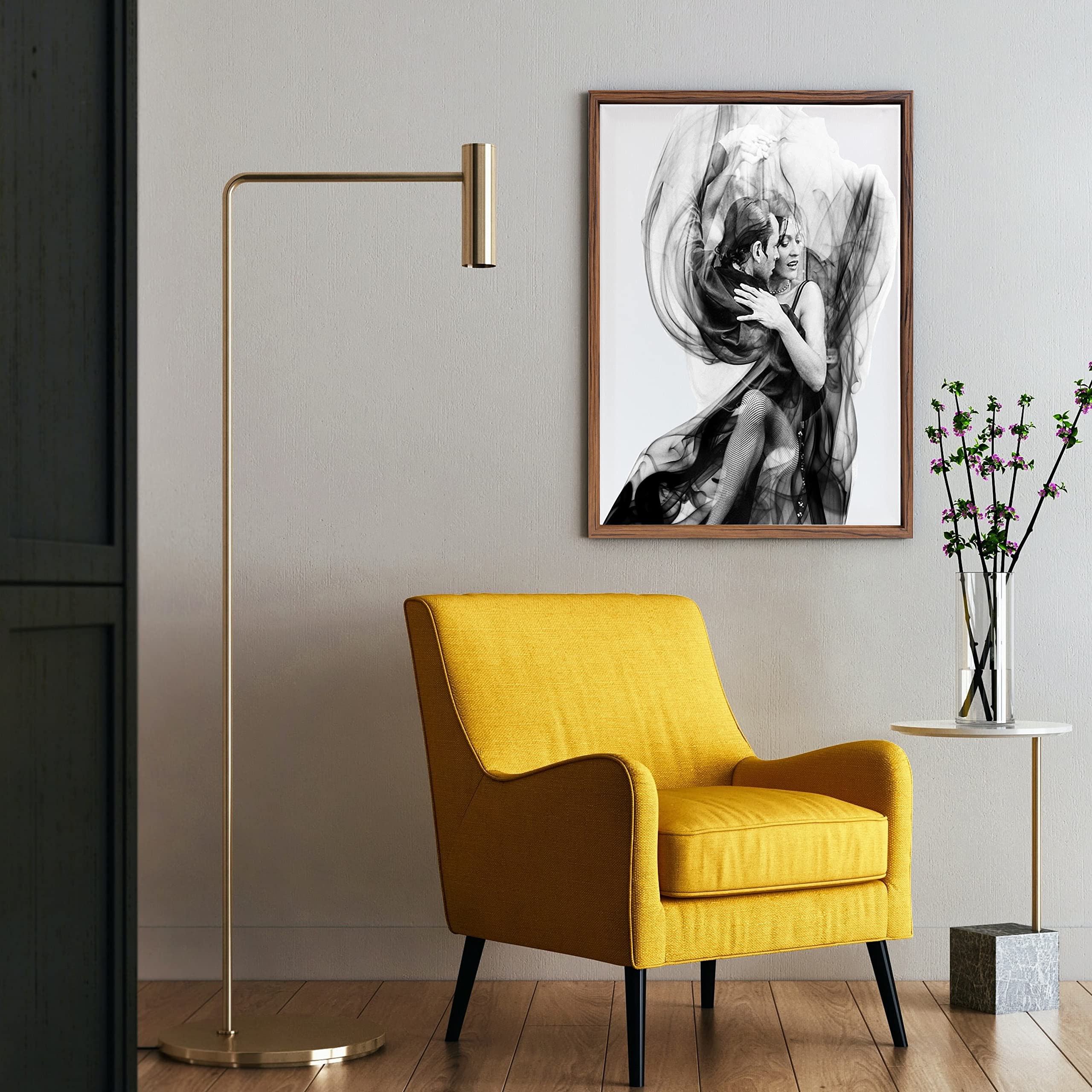 FRAMO Op maat gemaakte houten fotolijst, 85 x 85 cm, leisteenblauw