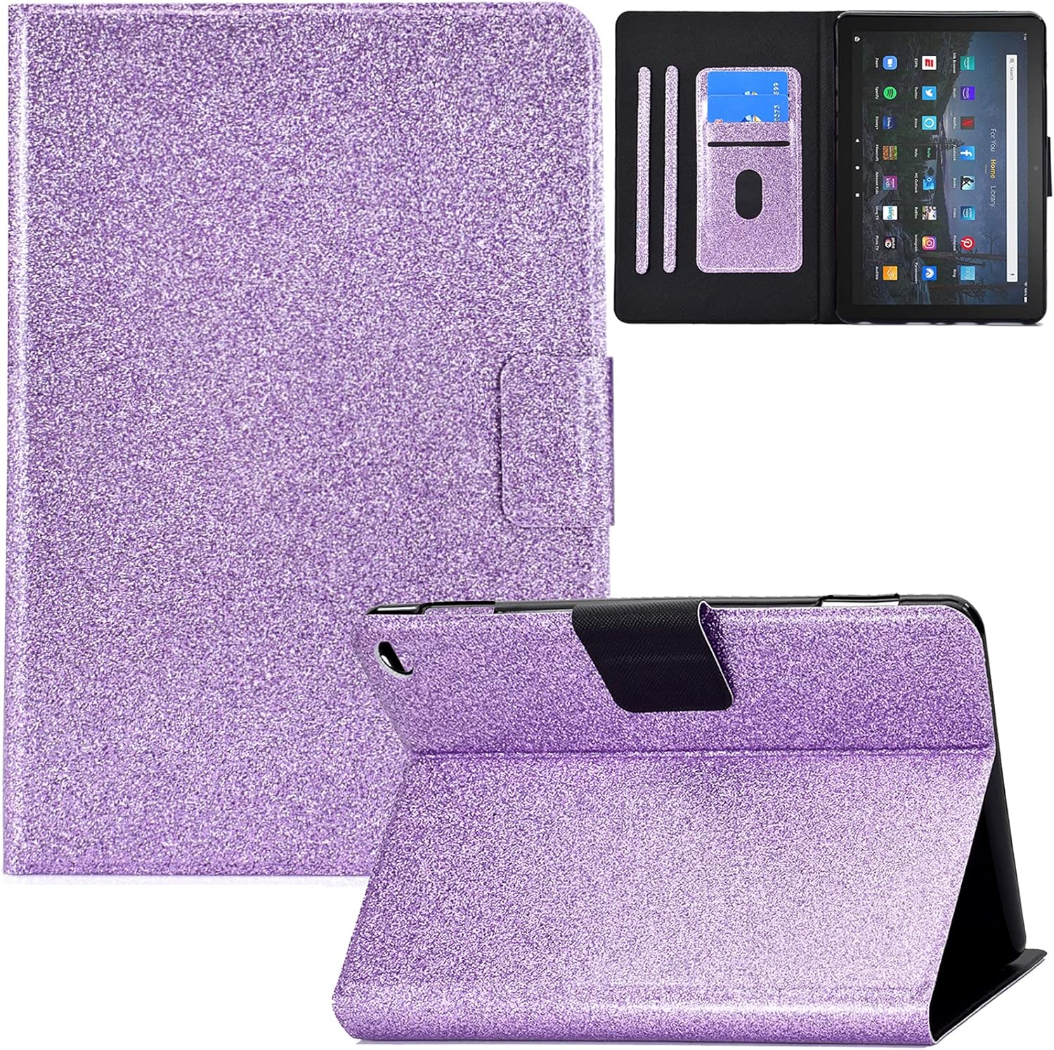 REASUN Case for Kindle Fire HD 10 2021, PU Leather Card Slots with Auto Sleep/Wake Stand Case for Amazon All-New Kindle Fire HD 10 & HD 10 Plus Tablet (11th Generation,2021 Release) (Blue)
