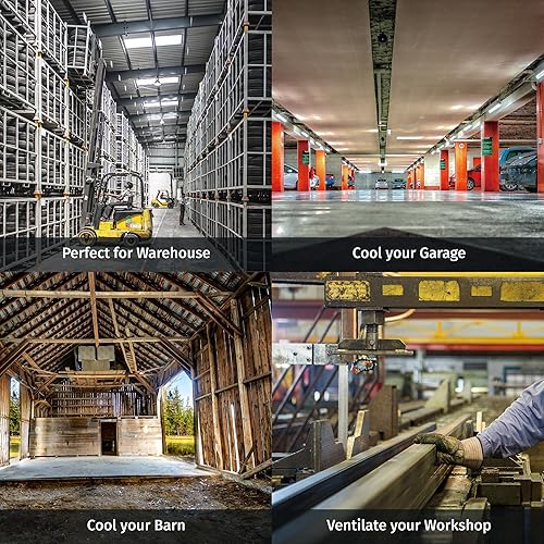 Miniatura 8 de Tornado Ventilador de piso de metal de alta velocidad de 20 pulgadas, potente refrigeración de 3 velocidades para espacios industriales, comerciales