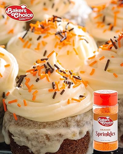 Miniatura 4 de Bakers Choice - Gránulos de naranja para hornear, gránulos Jimmies para aderezos de helado, sin lácteos, Kosher de 2.8 onzas