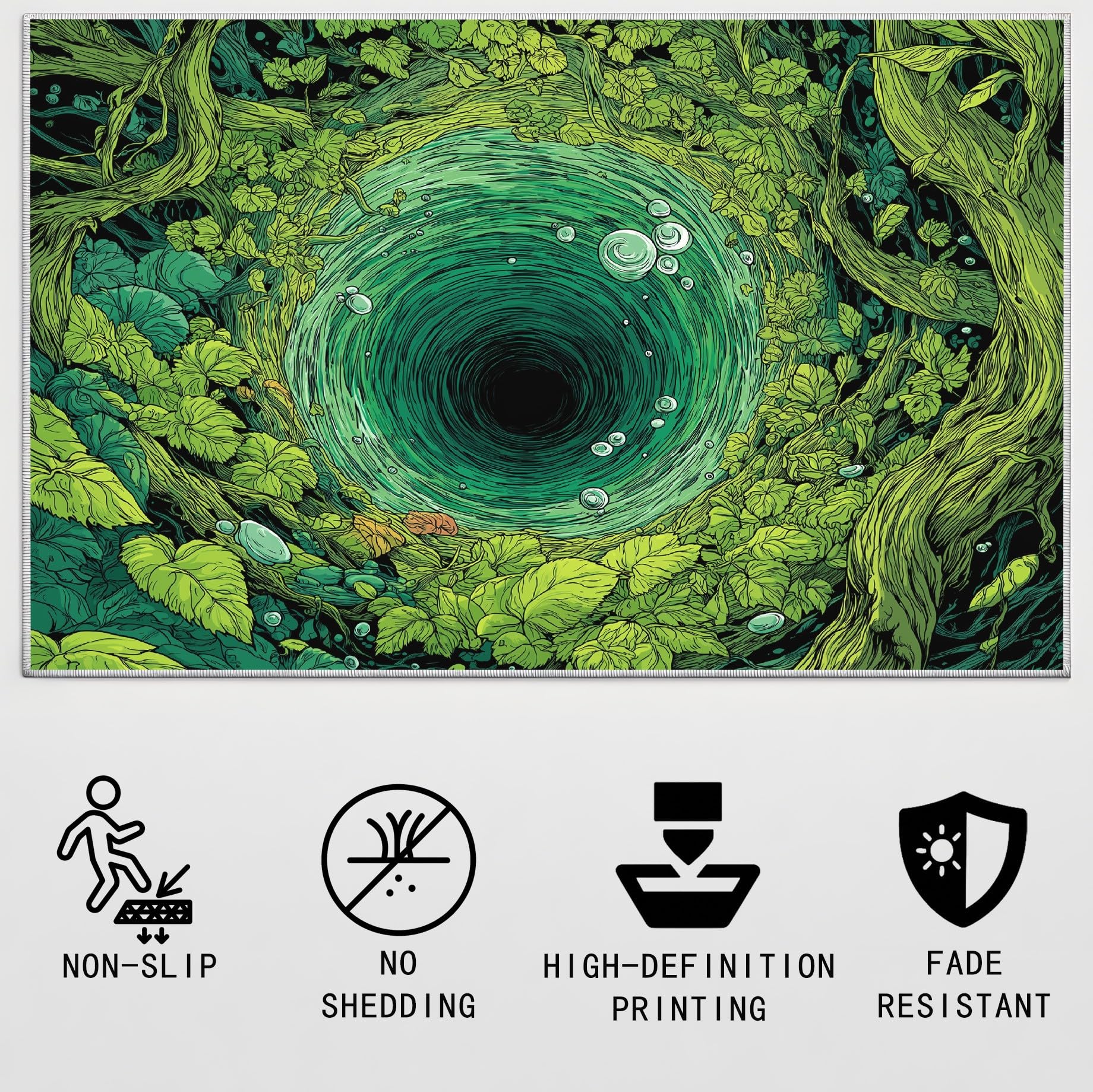 Générique 80 x 150cm Tapis Botanique Manga Gaming Imprimé Forêt Tourbillon/Tourbillon Tapiss & Tapis antidérapant Magique intégré pour Couloir Entrée Salon Chambre Bureau