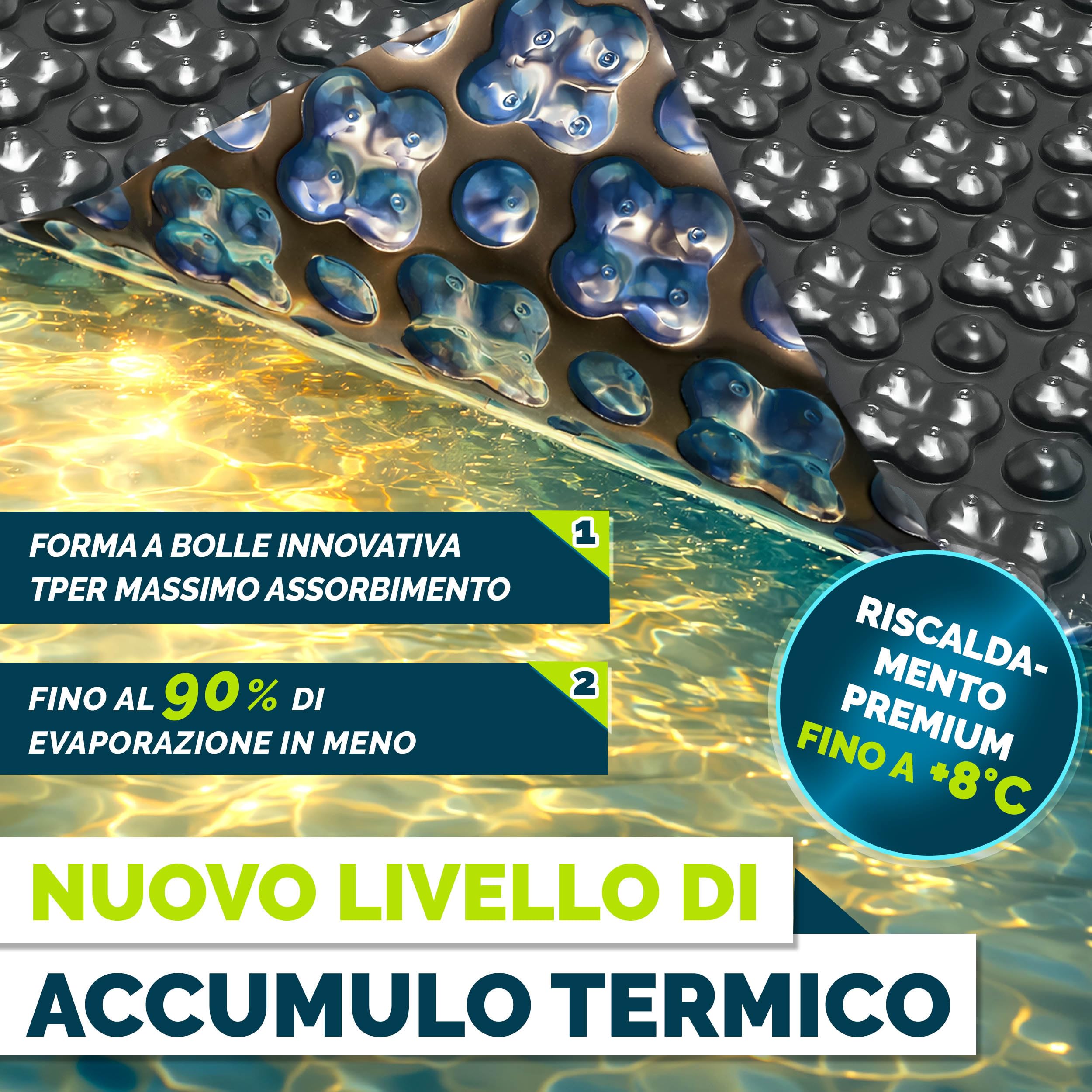 tillvex® Elite Telone Solare per Piscina 400 µm | Rettangolare 549 x 274 cm | Pellicola Termica Ritagliabile ProHeat QB4 | Copertura Solare per Riscaldamento dell'Acqua | ProHeat QB4 Telone di copertura solare di alta qualità, per riscaldamento dell'acqua