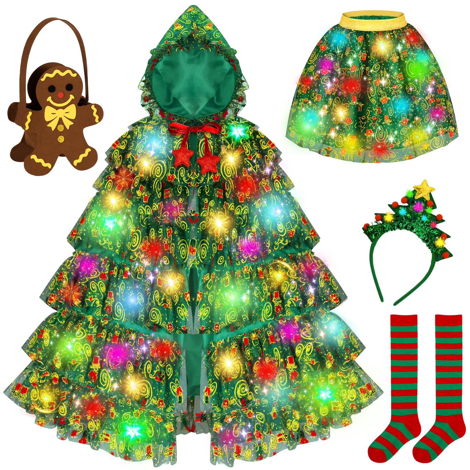 Christmas Tree Costume, Christmas Outfits for Girls 3–8 Multicolor