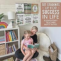 Vista 8 de Hadley Designs Pósteres de lectura para decoración de aula primaria y biblioteca, 6 decoraciones de esquina de lectura para decoraciones de aula