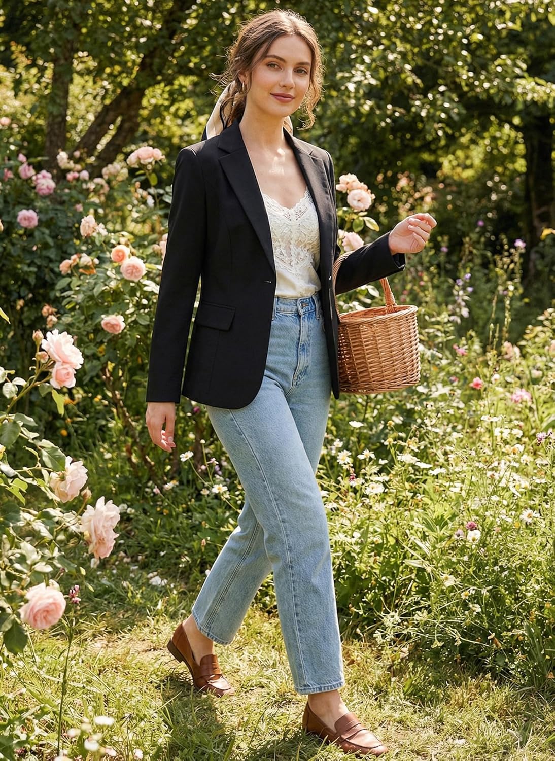 Beninos Womens Business Casual Blazer Office Work Solid Suit Jacket - Image 2