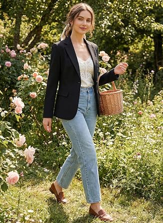 Beninos Womens Business Casual Blazer Office Work Solid Suit Jacket