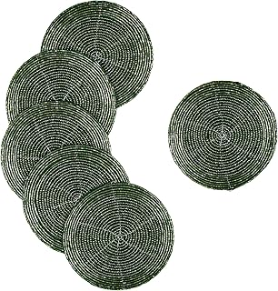 Handmade Beaded Wire Coaster Set of 6-4 Inch Round Coasters, Elegant Bea...
