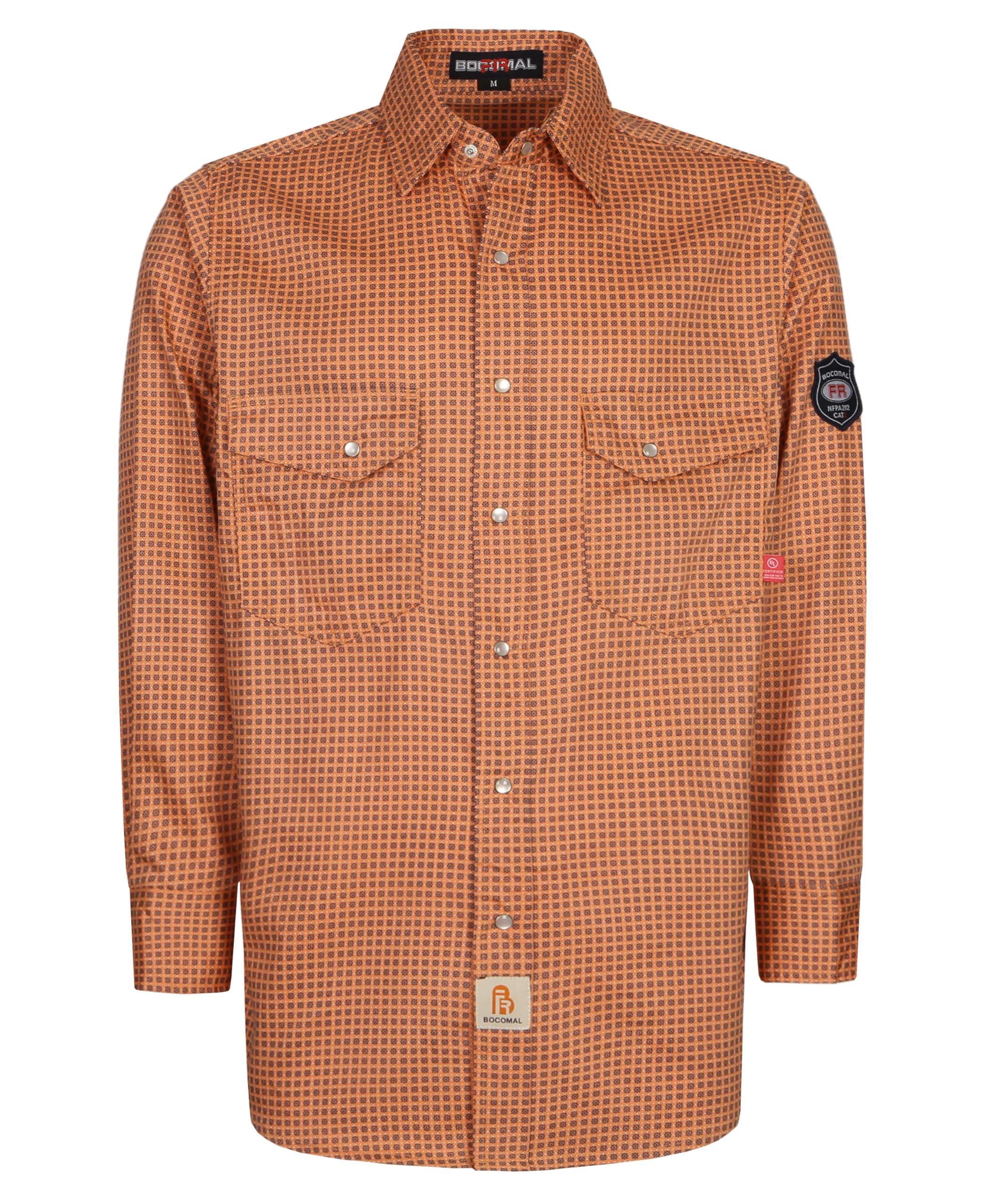 Bocomal Fr Shirts For Men Printed Plaid Flame Resistant Clothing