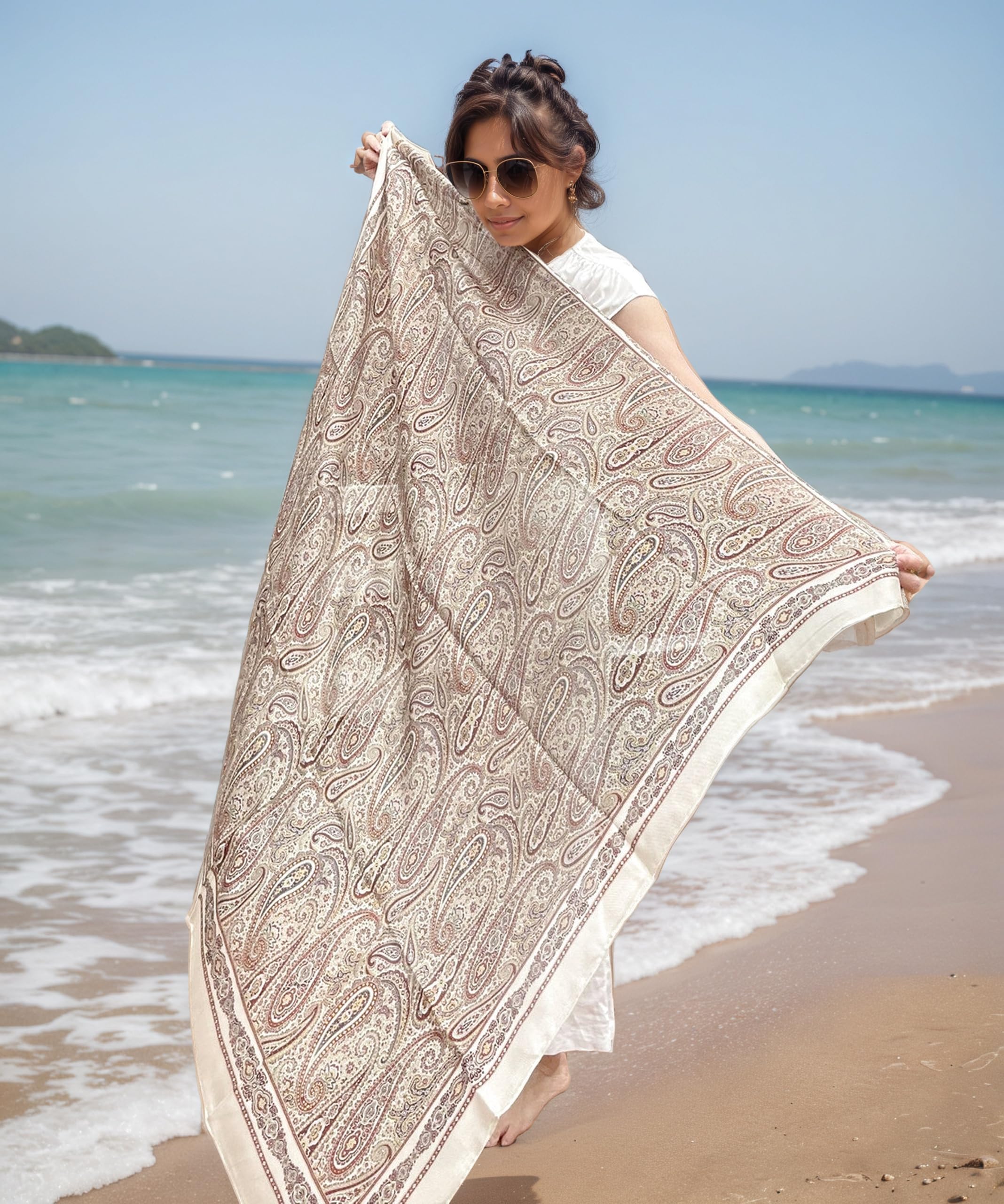 XL extra grande 108 cm Sciarpa Foulard in seta tessuta Xili estiva protezione solare stola leggera
