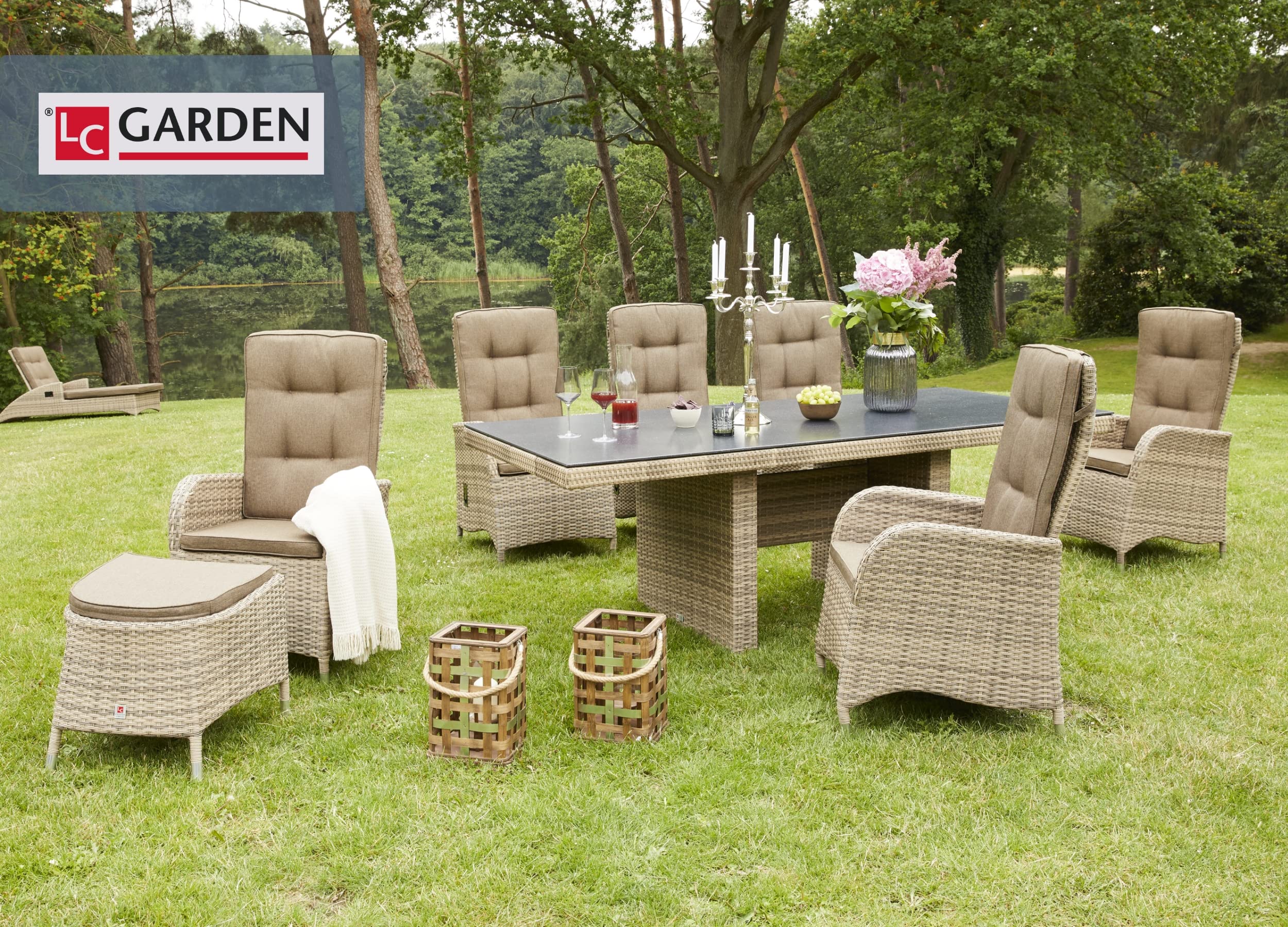 LC Garden 2er Set Turin Dining Gartenstuhl Positionsstuhl Essstuhl Hochlehner für Garten Terrasse & Balkon