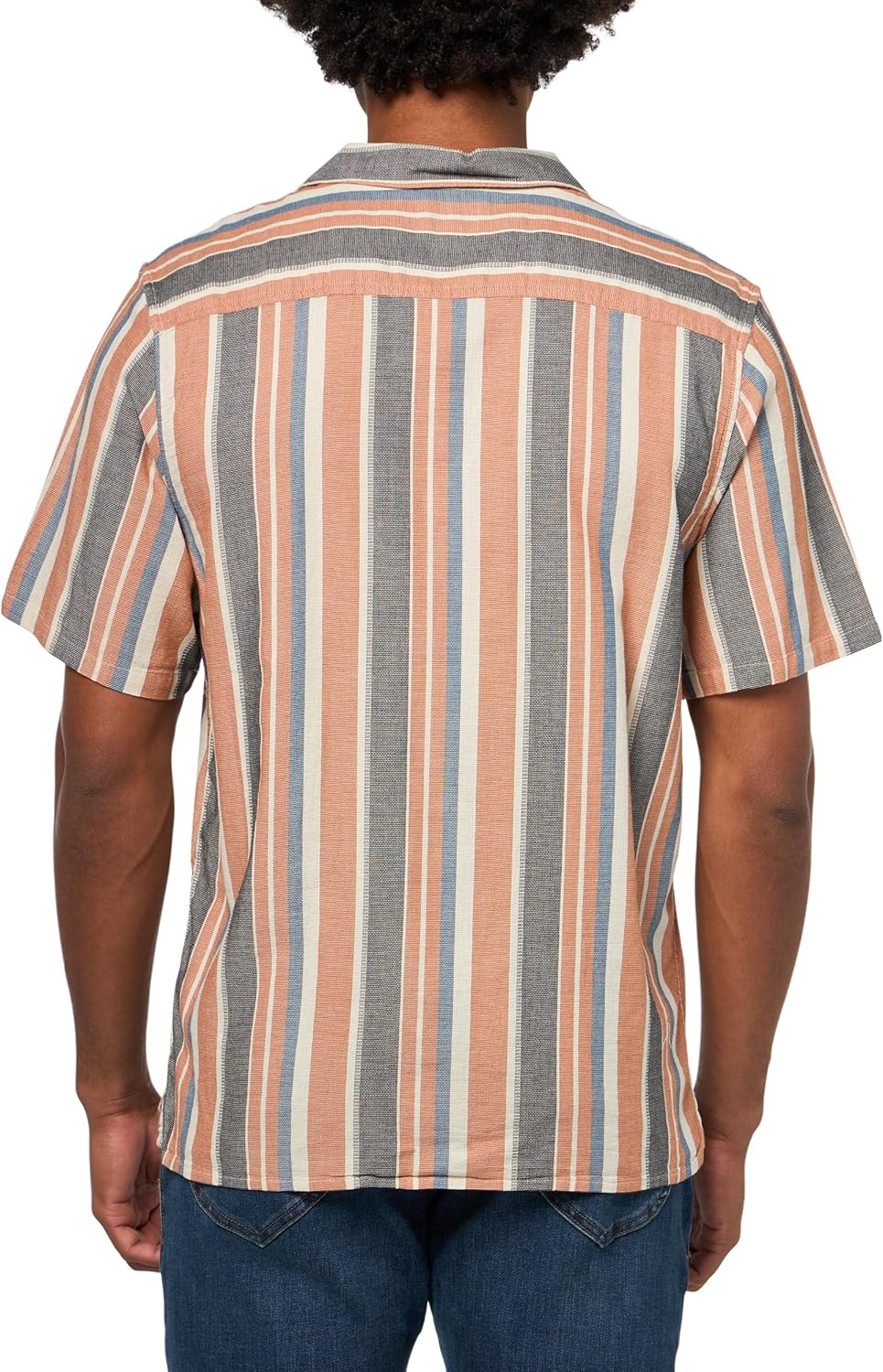 Lucky Brand Mens Striped Short Sleeve Camp Collar Shirt - Image 2