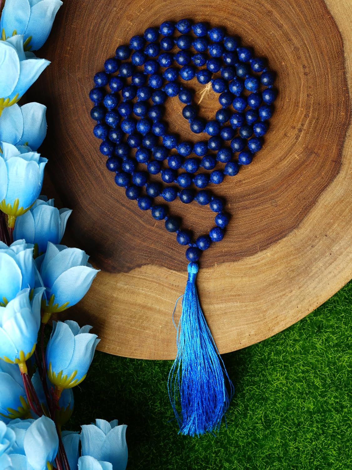 108 Beads Lapis Lazuli Mala Necklace for Meditation, Yoga, Prayer, Reiki & Spiritual Healing – Handcrafted 8mm Natural Gemstone Japa Mala for Spiritual Growth & Third Eye Activation - Image 3