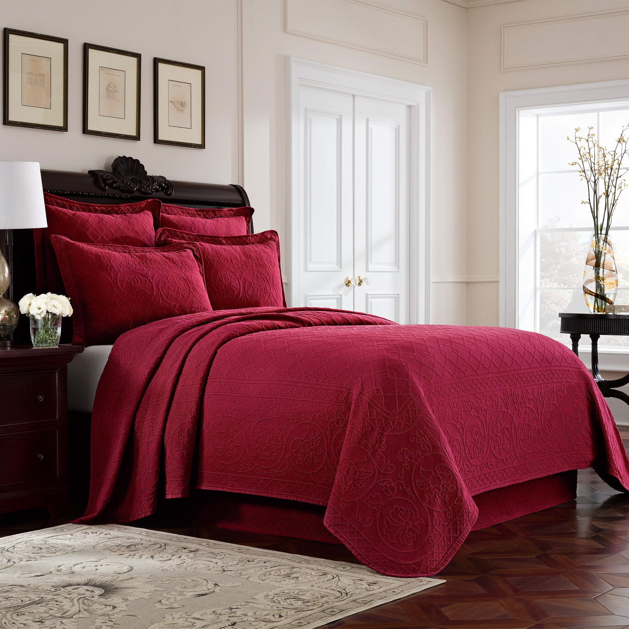 Couvre-lit rouge Richmond Williamsburg lit jumeau couvre-lit Twin 1 place