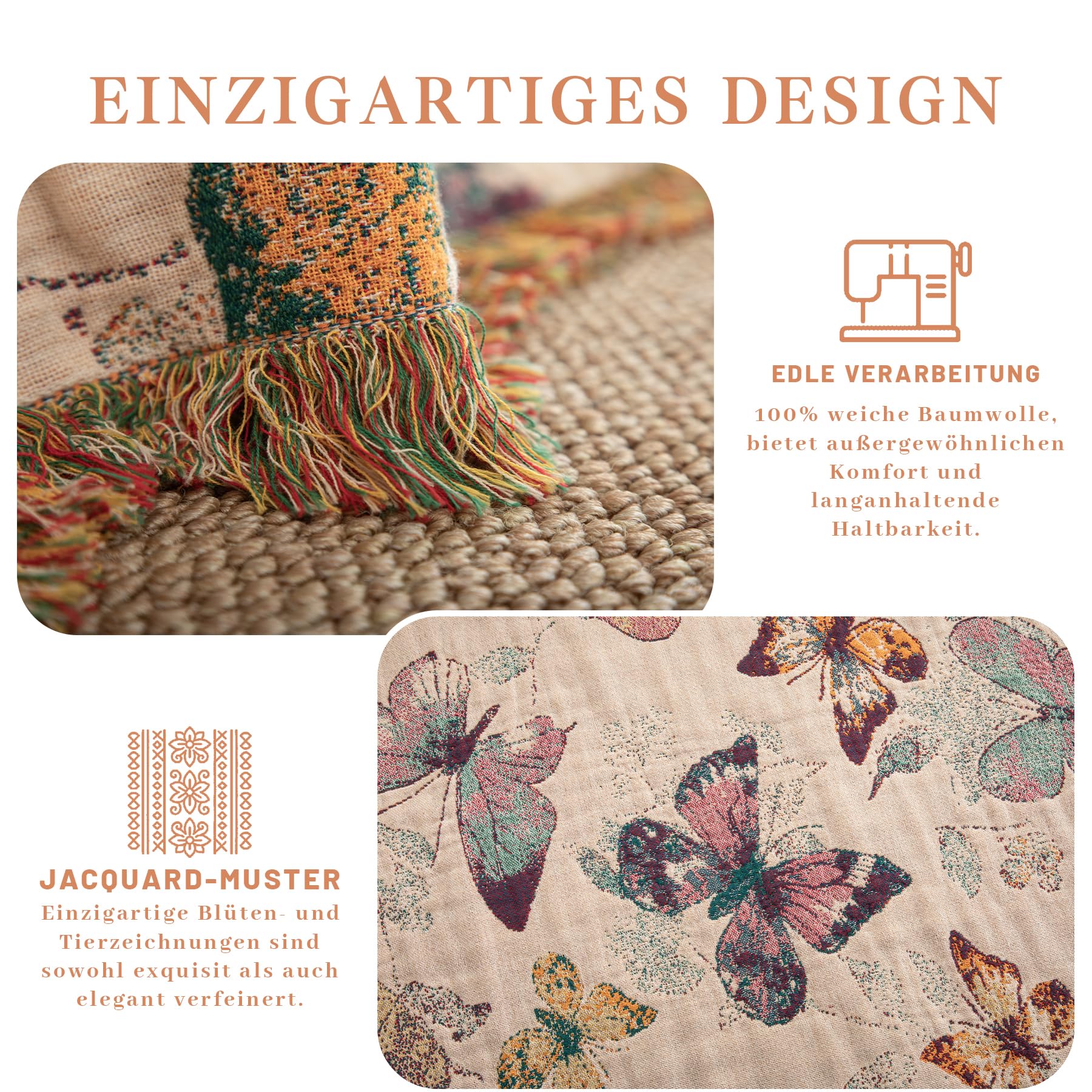 Boho Tagesdecke mit Fransen, 100% Baumwolle Doppelseitige Musselin Decke 230x250cm, Weiche Kuschelige Sofadecke & Bettüberwurf, Atmungsaktiv für Wohnzimmer Schlafzimmer Ganzjährige Nutzung