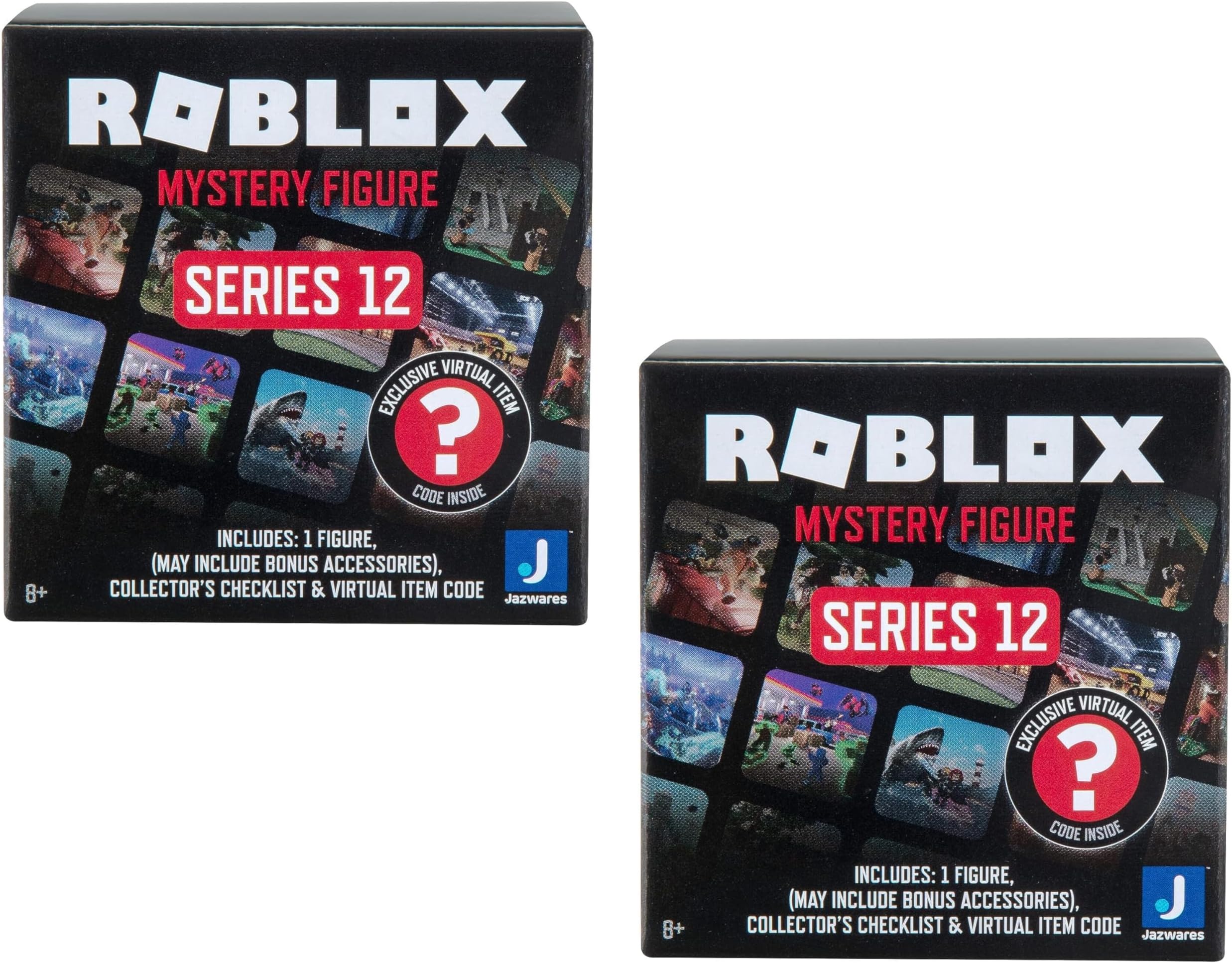 Jazwares Roblox Action Figure Mystery Blind Box, 2-Pack - Series 12 - Mix & Match Collectible Minifigures & Accessories w/Exclusive Virtual Item Code - Gift for Kids - 8+