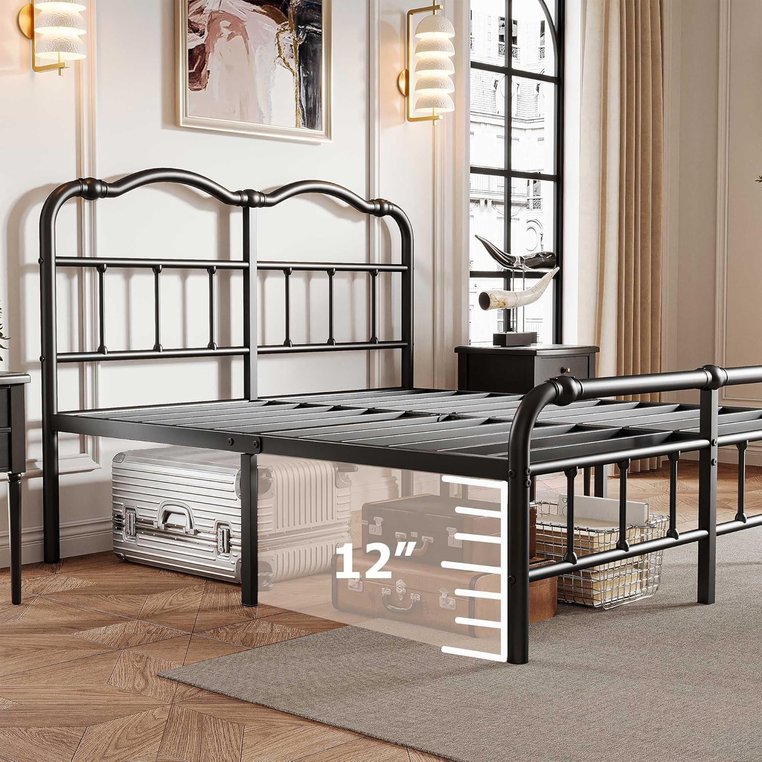 Queen Size Bed Frame with Headboard and Footboard, 14 Inch High, No Box Spring Needed Heavy Duty Metal Platform Bedframe, Noise Free - Image 4