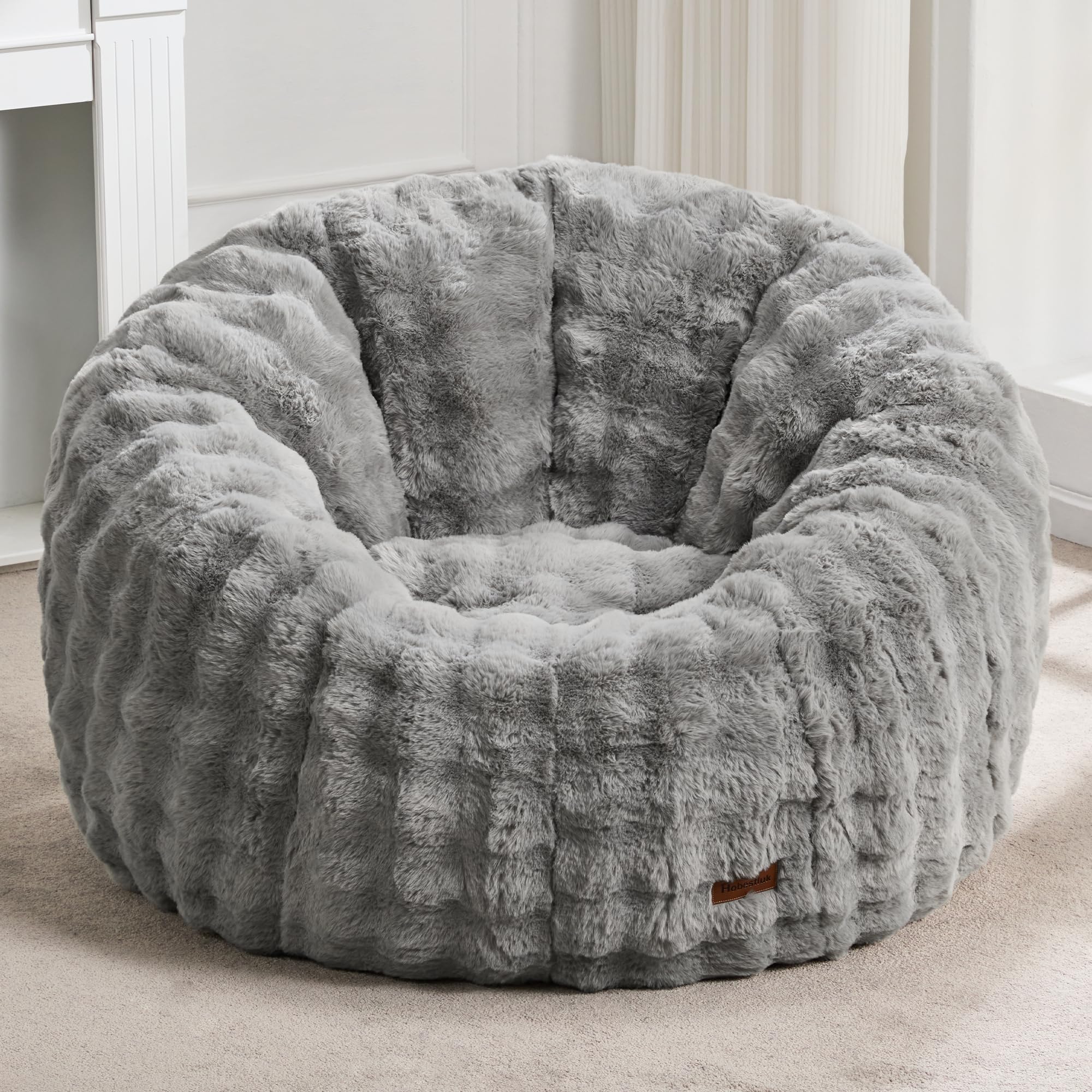 Hobestluk Übergroßer Sitzsack für Erwachsene, Donut-Form (Bubble Grey) | Spezielles Donut-Design, Memory-Schaum-Füllung, bequemes gefülltes Sofa, Entspannen, Lesen oder Spielen, weicher Blasenstoff
