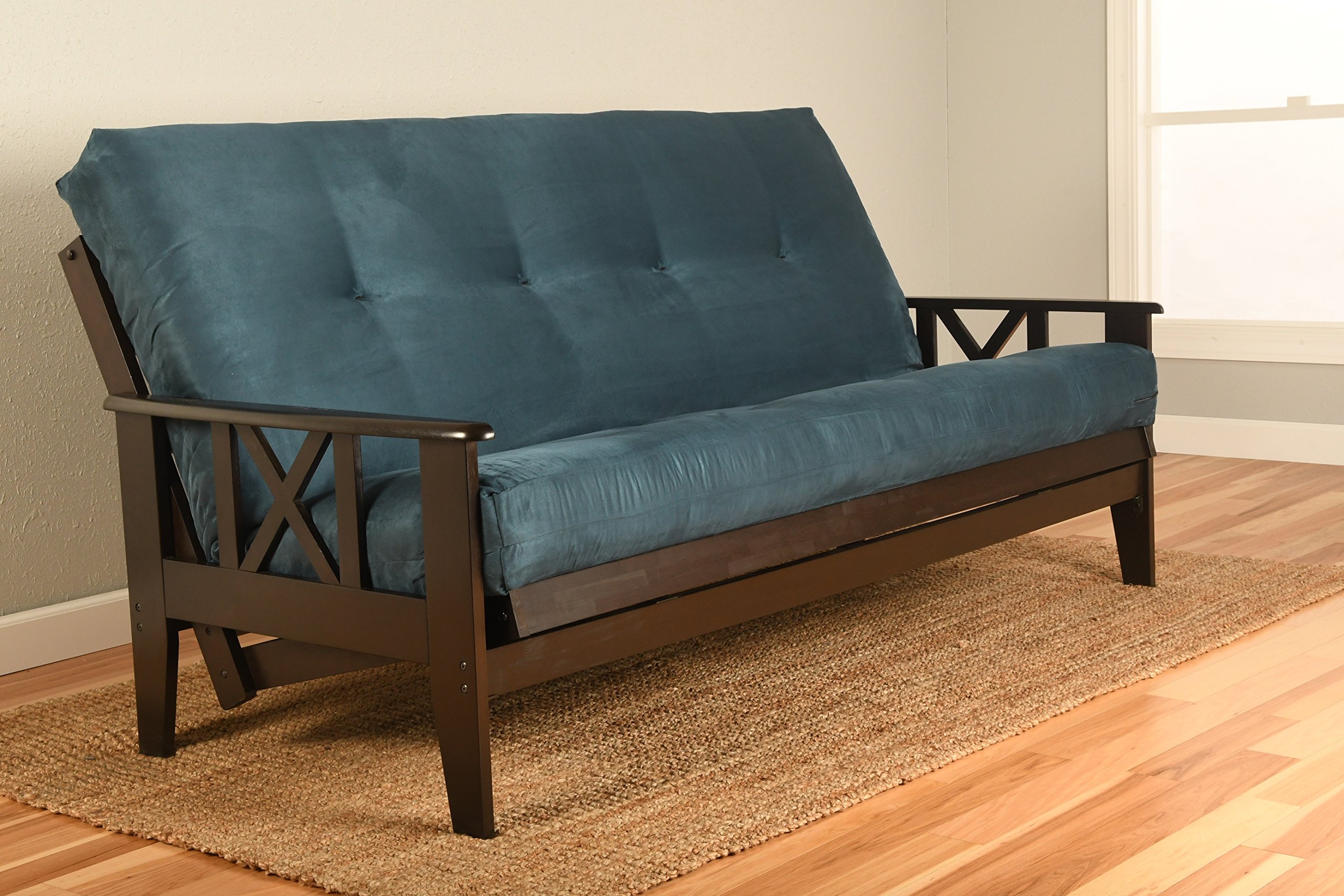 Futon Cover Only - Quality Suede Microfiber Fabric Collection Fits 6-8 inch Futons Mattress (Navy, Queen Size)