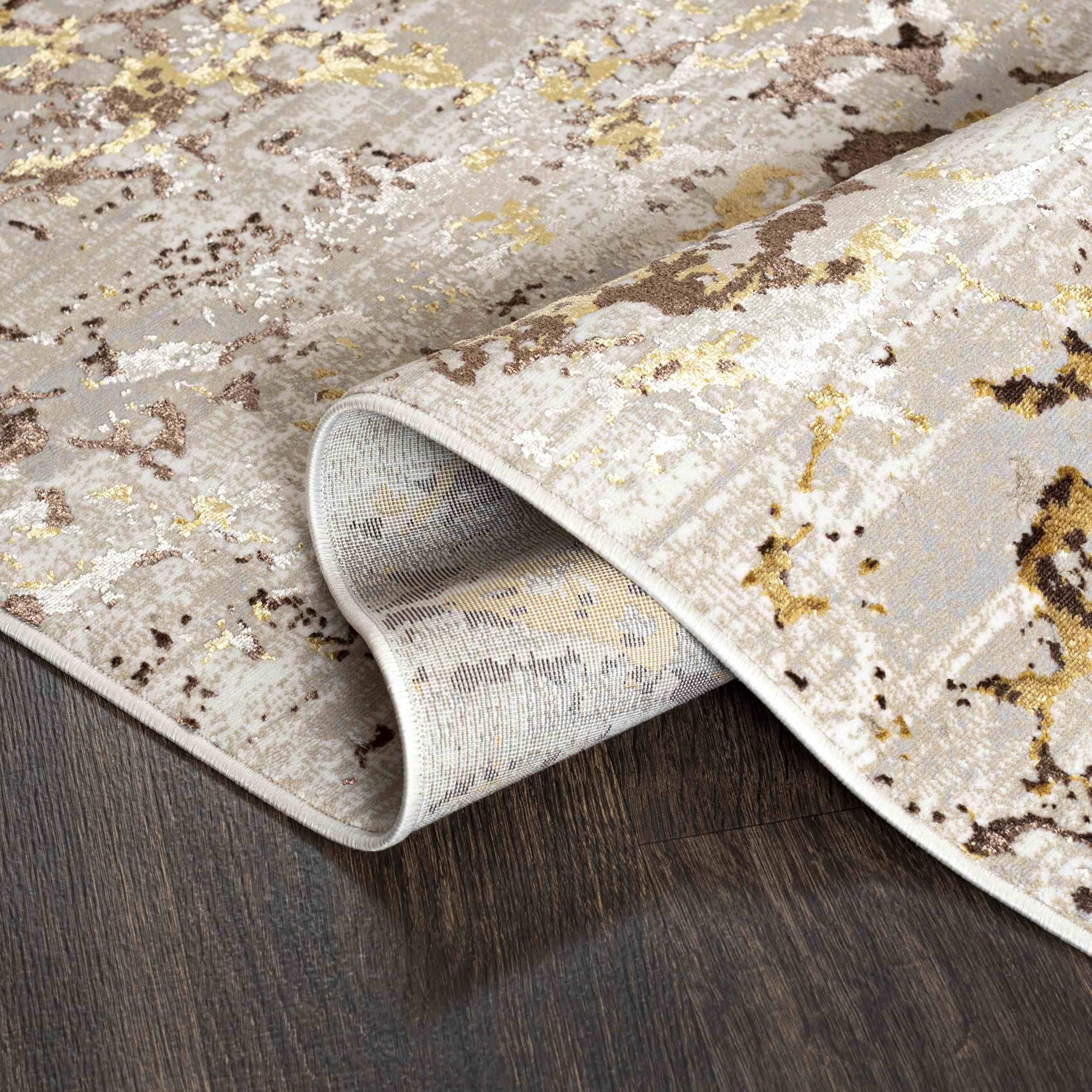 Mazovia Tapis de Couloir Couloir 70x300cm Crème Abstrait Glamour Élégant | Tapis de Couloir pour Cuisine Buanderie Chambre Entrée Beige Chauffage au Sol Facile D'entretien Poils Courts Vendu au Mètre