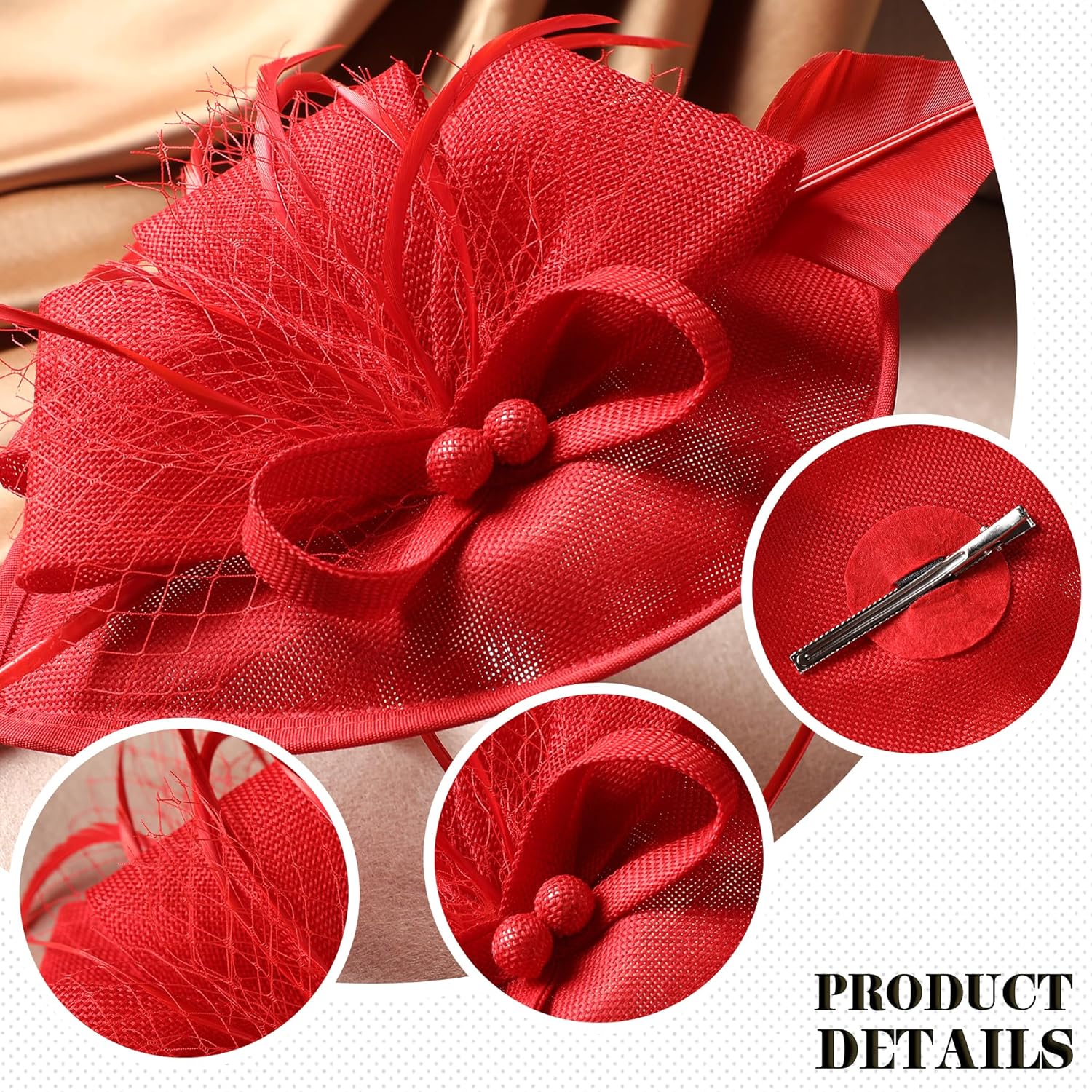 Kentucky Fascinators Hats for Women - Vintage Tea Party Outfit Headband Church Derby Hat for Women (9.64x7.87inch) - Image 5