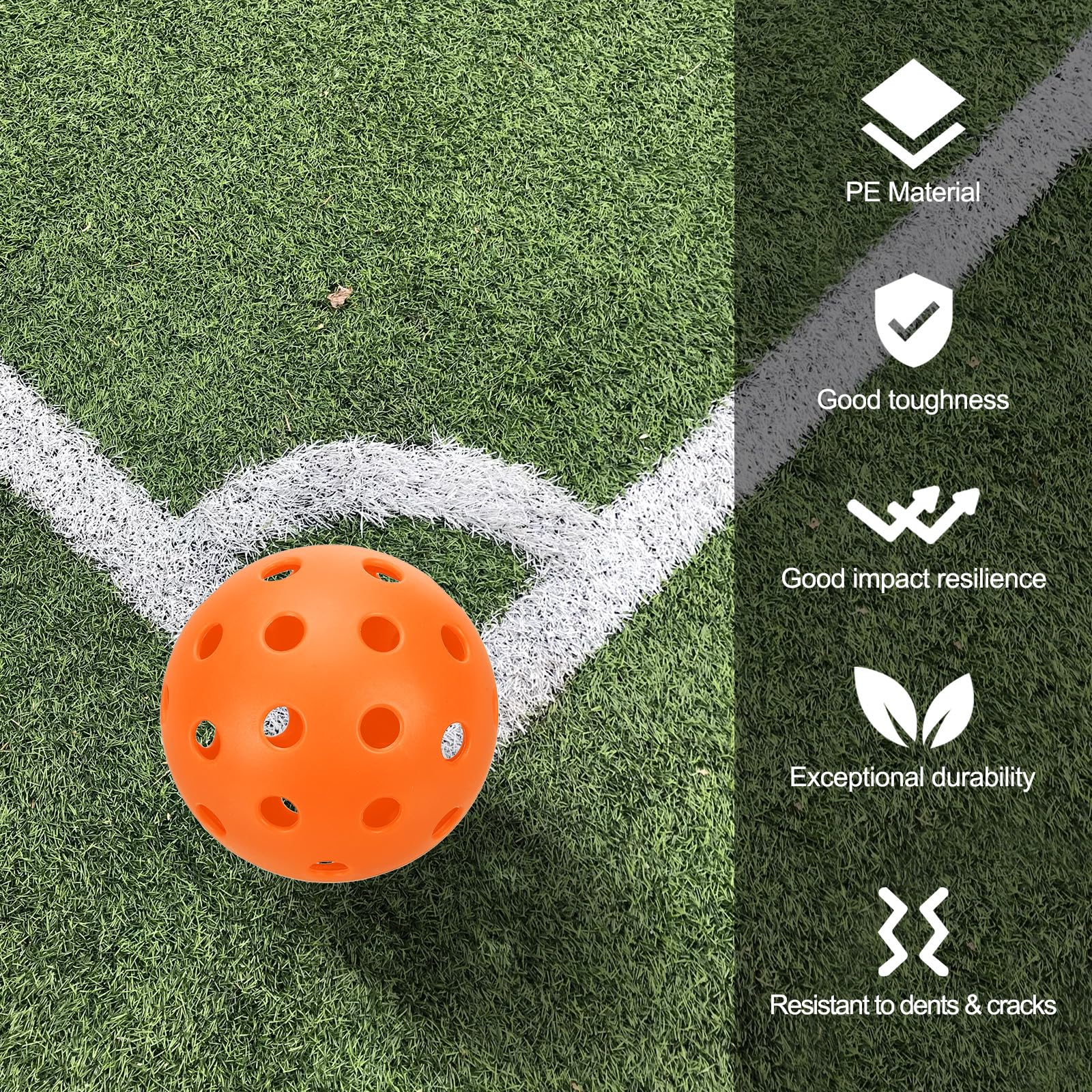 PATIKIL Outdoor Pickleball Balls 40 Holes Pickleball 8 Pack Pickleball Balls for Amateurs Indoor and Outdoor Sport Orange - Image 4