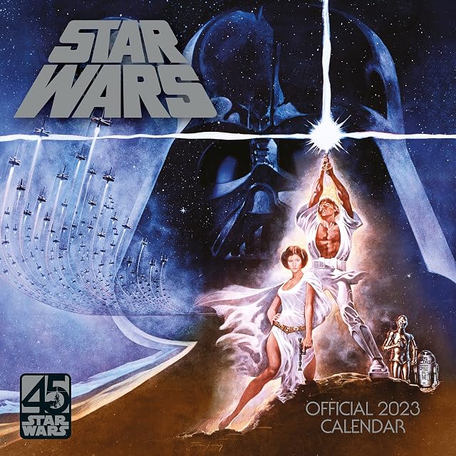 Danilo Promotions Limited Star Wars Classic Calendar 2023 Square Wall Calendar Gift Present with Free Organising Stickers