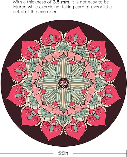Miniatura 2 de Tapete de pilates redondo de gran tamaño para yoga, de goma, antideslizante, de 55.1 in, para ejercicio, meditación, para el hogar, al aire libre