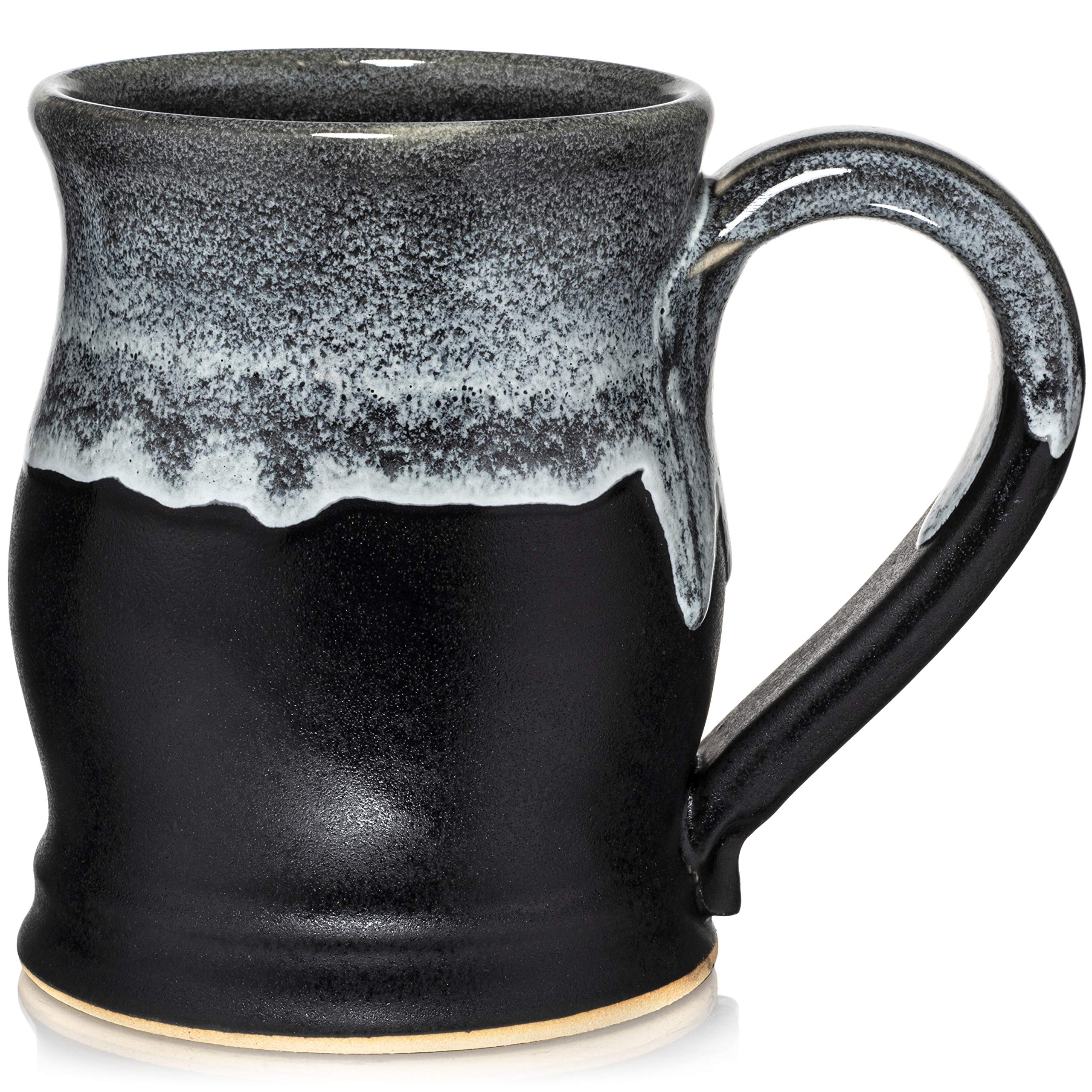 Uncommon Clay 20oz Barrel Coffee Mug in Satin Black and White