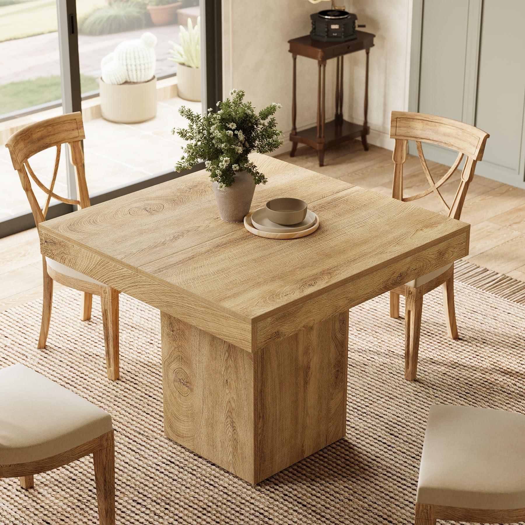 Tribesigns Mesa Comedor de 100 cm, Mesa Cocina Cuadrada para 4 Personas para Comedor, Cocina, Salón, Espacios Pequeños, con Tablero y Patas Gruesas