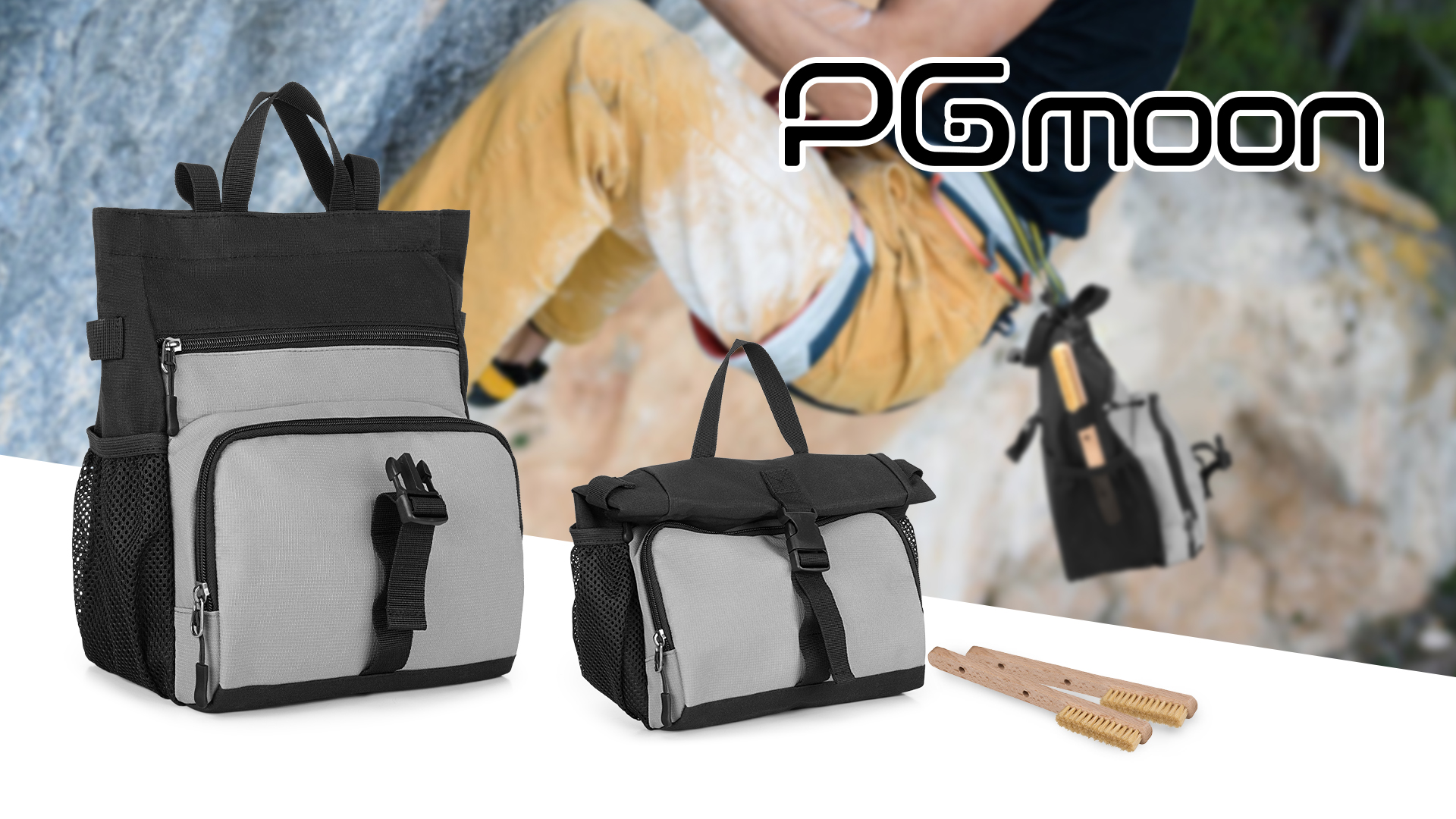 Borsa Per Magnesite Da Arrampicata Con Chiusura Magnetica E Roll-top, Rivestimento In Alluminio, Tasche Multiple E Porta Spazzola