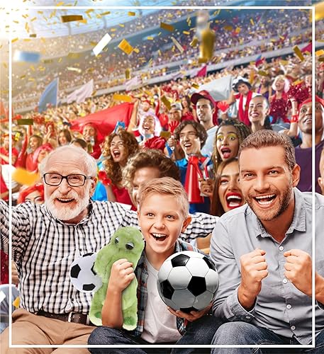 Miniatura 5 de DolliBu Animal de peluche de dinosaurio verde con pelota de fútbol, dinosaurio suave y abrazable, adorable juguete de peluche de dinosaurio para